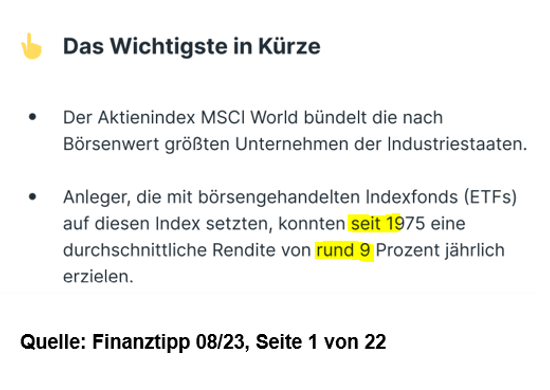 9 Prozent Rendite MSCI World